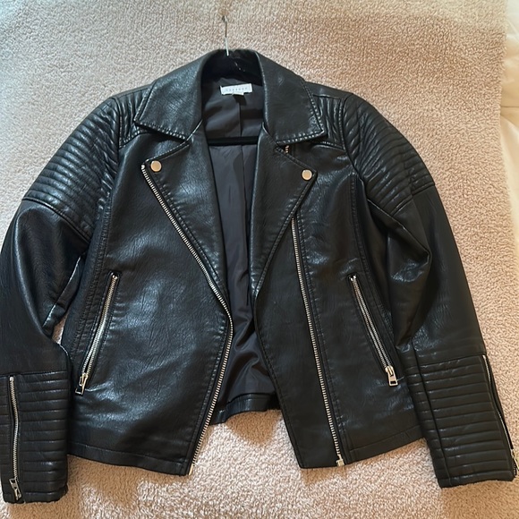 TOPSHOP WOMENS LEATHER JACKET - Picture 1 of 2